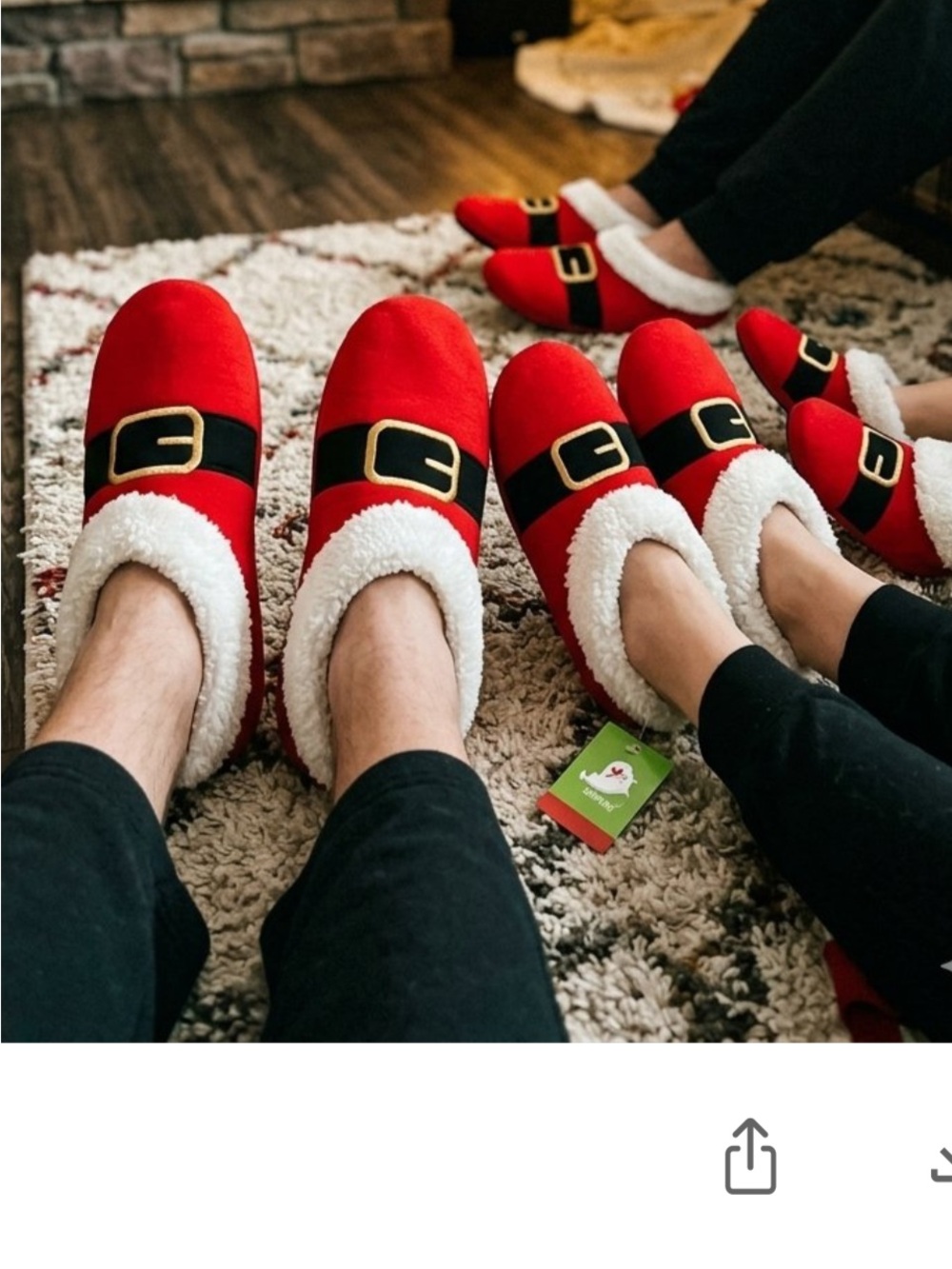 Women Men Red Santa Bootie Slippers with Faux Fur and buckle Adult size 6